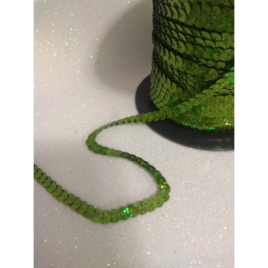 Пайетки на нитке d=6 мм  голограмма оливковые, цена за 10 м